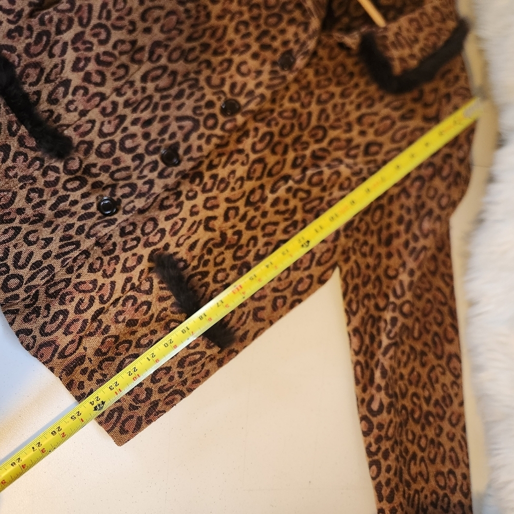 Vintage Leopard Print Faux Fur Coat Jacket Glam Rockabilly Womens Size XL 90s - Picture 12 of 12